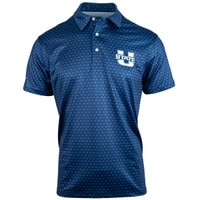 Men's U-State logo aggie bull pattern navy polo